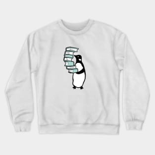 Penguin holding pile of books Crewneck Sweatshirt